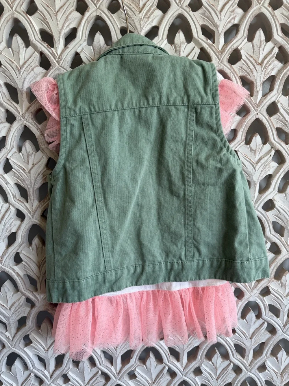 Little Lass Girls Size 6 Rainbow Tulle Top & Butterfly Vest Set